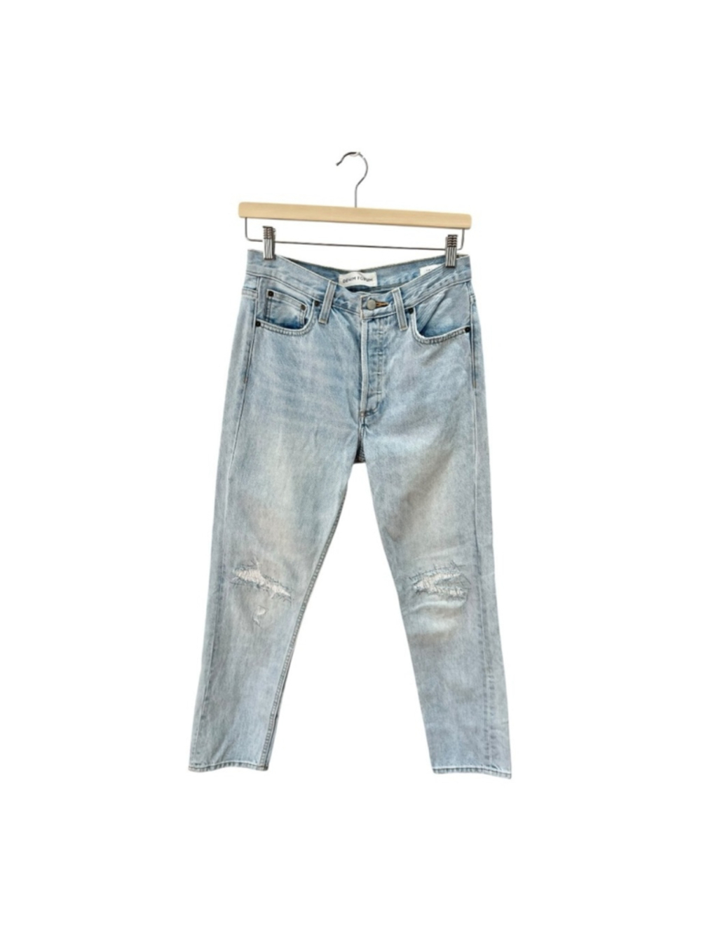 Denim Forum Ex Boyfriend Light Wash Distressed Jeans Size 26